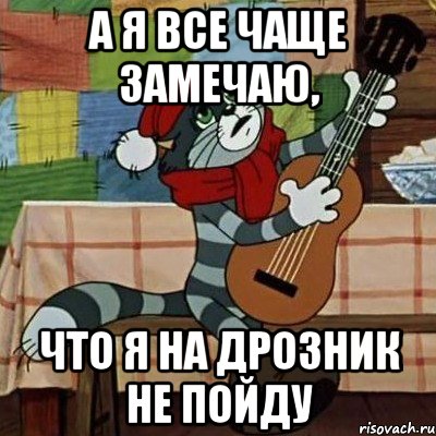 А я все чаще замечаю, что я на Дрозник не пойду, Мем Кот Матроскин с гитарой