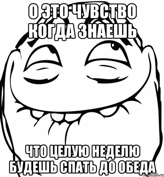 о это чувство когда знаешь что целую неделю будешь спать до обеда, Мем  аааа