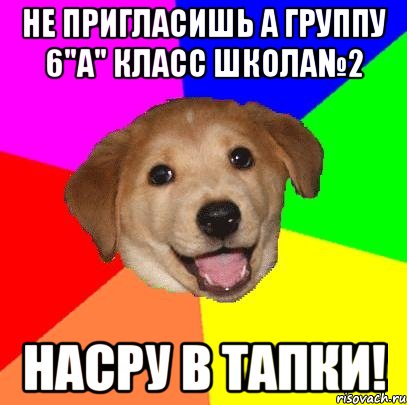 не пригласишь а группу 6"а" Класс Школа№2 НАСРУ В ТАПКИ!, Мем Advice Dog