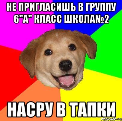 не пригласишь в группу 6"а" Класс Школа№2 НАСРУ В ТАПКИ, Мем Advice Dog