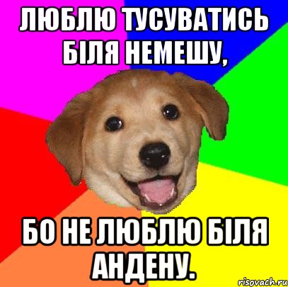 Люблю тусуватись біля немешу, бо не люблю біля андену., Мем Advice Dog