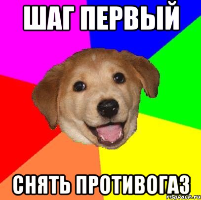 Шаг первый Снять противогаз, Мем Advice Dog