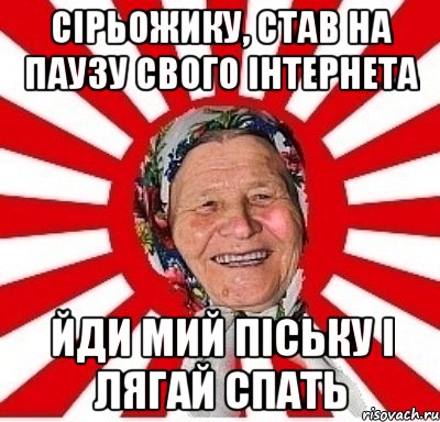 сірьожику, став на паузу свого інтернета йди мий піську і лягай спать, Мем  бабуля