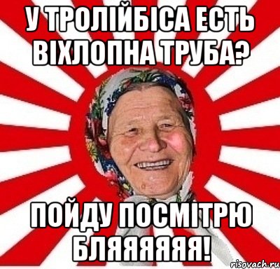 у тролійбіса есть віхлопна труба? пойду посмітрю бляяяяяя!, Мем  бабуля