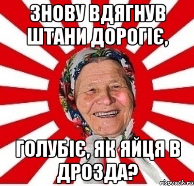 ЗНОВУ ВДЯГНУВ ШТАНИ ДОРОГІЄ, ГОЛУБІЄ, ЯК ЯЙЦЯ В ДРОЗДА?, Мем  бабуля