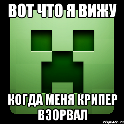 вот что я вижу когда меня крипер взорвал, Мем Creeper