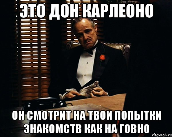 это дон карлеоно он смотрит на твои попытки знакомств как на говно, Мем Дон Вито Корлеоне