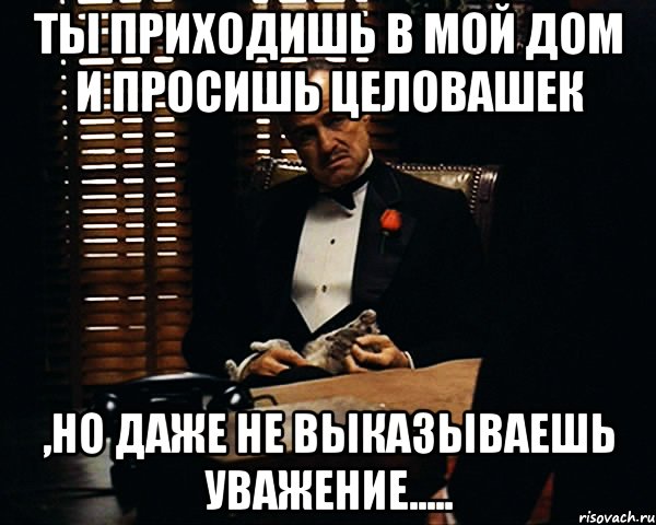 Ты приходишь в мой дом и просишь целовашек ,но даже не выказываешь уважение....., Мем Дон Вито Корлеоне