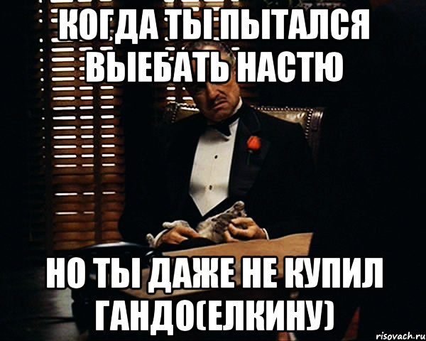 Когда ты пытался выебать Настю Но ты даже не купил гандо(елкину), Мем Дон Вито Корлеоне