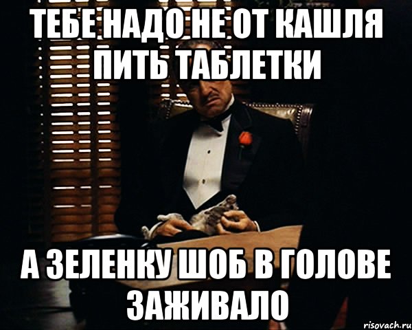 Тебе надо не от кашля пить таблетки а зеленку шоб в голове заживало, Мем Дон Вито Корлеоне