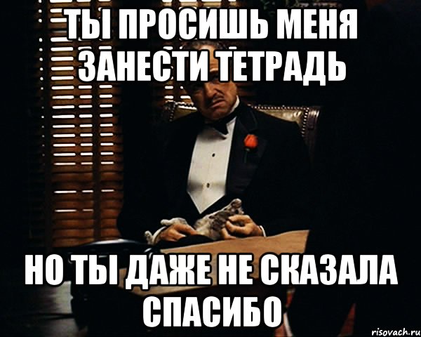 ты просишь меня занести тетрадь но ты даже не сказала спасибо, Мем Дон Вито Корлеоне