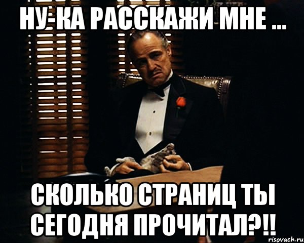 ну-ка расскажи мне ... сколько страниц ты сегодня прочитал?!!, Мем Дон Вито Корлеоне