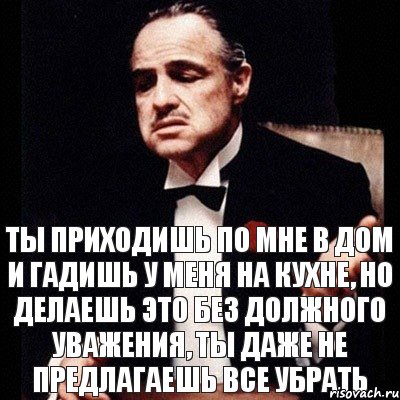 Ты приходишь по мне в дом и гадишь у меня на кухне, но делаешь это без должного уважения, ты даже не предлагаешь все убрать, Комикс Дон Вито Корлеоне 1