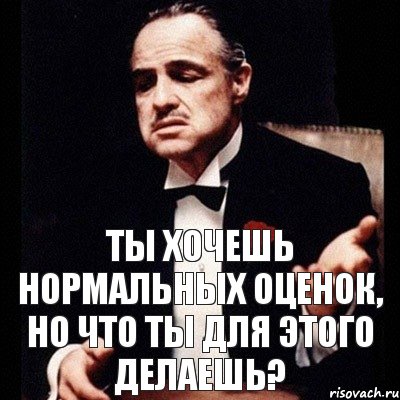 Ты хочешь нормальных оценок, но что ты для этого делаешь?