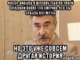 Когда-нибудь я шлепну тебя по твоей сладкой попке так смачно, что ты забудь все маты но это уже совсем другая история, Мем Каневский (Но это уже совсем другая история)