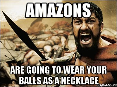 amazons are going to wear your balls as a necklace, Мем Это Спарта