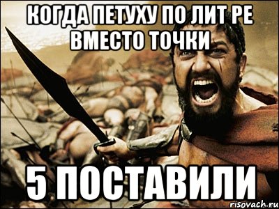 Когда петуху по лит ре вместо точки 5 поставили, Мем Это Спарта