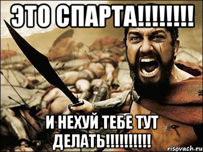 Это Спарта!!!!!!!! И нехуй тебе тут делать!!!!!!!!!!, Мем Это Спарта