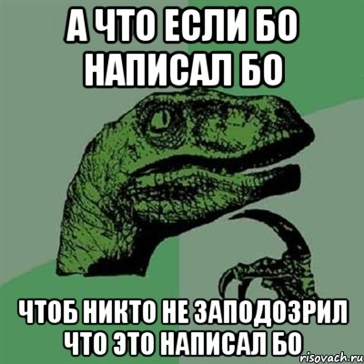 а что если бо написал бо чтоб никто не заподозрил что это написал бо, Мем Филосораптор