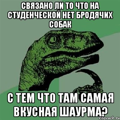 связано ли то что на студенческой нет бродячих собак с тем что там самая вкусная шаурма?, Мем Филосораптор