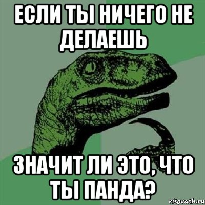 если ты ничего не делаешь значит ли это, что ты панда?, Мем Филосораптор