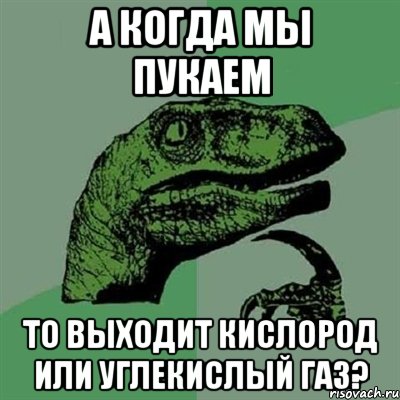 а когда мы пукаем то выходит кислород или углекислый газ?, Мем Филосораптор