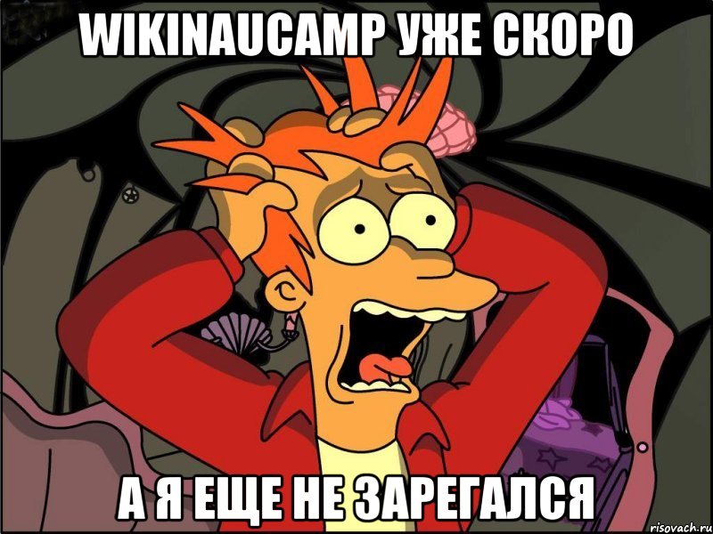 wikinaucamp уже скоро а я еще не зарегался, Мем Фрай в панике