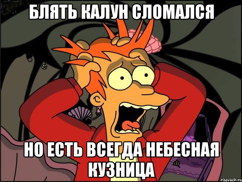 Блять калун сломался Но есть всегда небесная кузница, Мем Фрай в панике