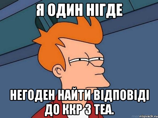 я один нігде негоден найти відповіді до ккр з теа., Мем  Фрай (мне кажется или)