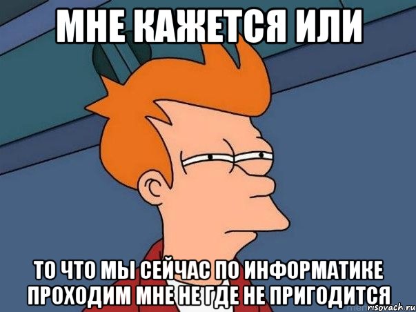 Мне кажется или то что мы сейчас по информатике проходим мне не где не пригодится, Мем  Фрай (мне кажется или)