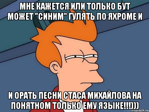 мне кажется или только Бут может "синим" гулять по Яхроме и и орать песни Стаса Михайлова на понятном только ему языке!!!))), Мем  Фрай (мне кажется или)