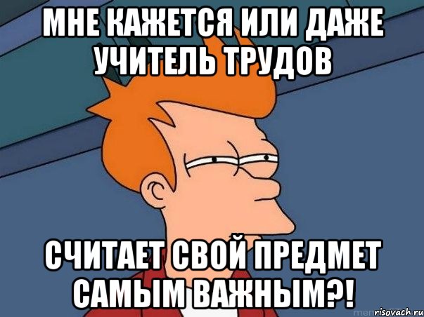 Мне кажется или даже учитель трудов считает свой предмет самым важным?!, Мем  Фрай (мне кажется или)