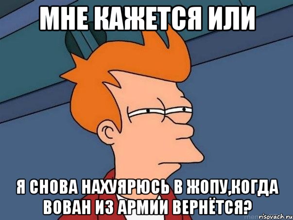 МНЕ КАЖЕТСЯ ИЛИ Я СНОВА НАХУЯРЮСЬ В ЖОПУ,КОГДА ВОВАН ИЗ АРМИИ ВЕРНЁТСЯ?, Мем  Фрай (мне кажется или)