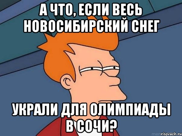 А что, если весь Новосибирский снег украли для олимпиады в Сочи?, Мем  Фрай (мне кажется или)