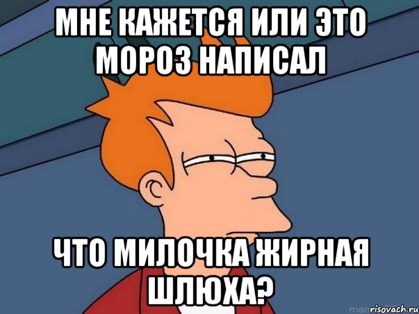 МНЕ КАЖЕТСЯ ИЛИ ЭТО МОРОЗ НАПИСАЛ ЧТО МИЛОЧКА ЖИРНАЯ ШЛЮХА?, Мем  Фрай (мне кажется или)