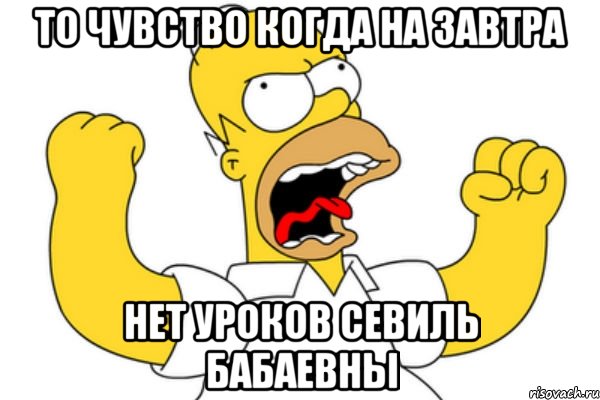 то чувство когда на завтра нет уроков севиль бабаевны, Мем Разъяренный Гомер