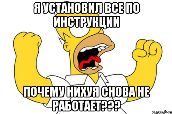 Я установил все по инструкции Почему нихуя снова не работает???, Мем Разъяренный Гомер