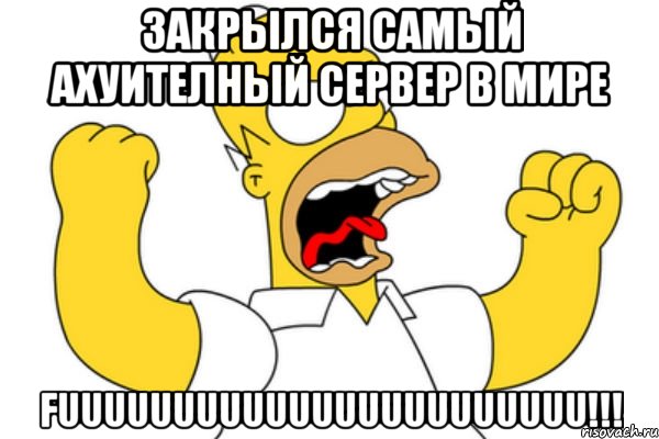 ЗАКРЫЛСЯ САМЫЙ АХУИТЕЛНЫЙ СЕРВЕР В МИРЕ FUUUUUUUUUUUUUUUUUUUUUUU!!!, Мем Разъяренный Гомер