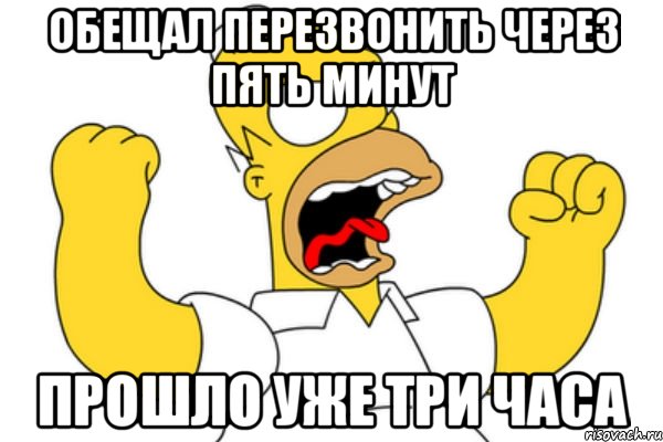 обещал перезвонить через пять минут прошло уже три часа, Мем Разъяренный Гомер