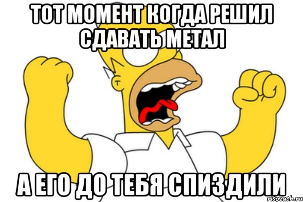 тот момент когда решил сдавать метал а его до тебя спиздили, Мем Разъяренный Гомер