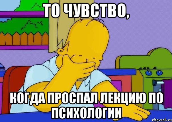 то чувство, когда проспал лекцию по психологии, Мем Homer simpson facepalm