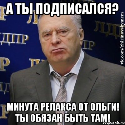 а ты подписался? минута релакса от ольги! ты обязан быть там!, Мем Хватит это терпеть (Жириновский)