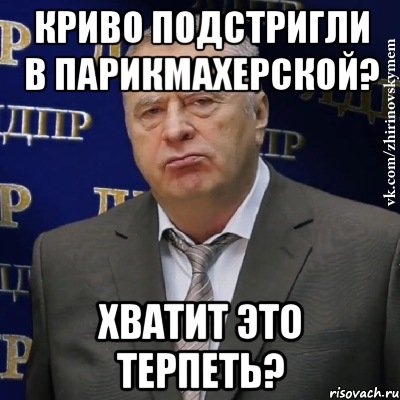 криво подстригли в парикмахерской? хватит это терпеть?, Мем Хватит это терпеть (Жириновский)