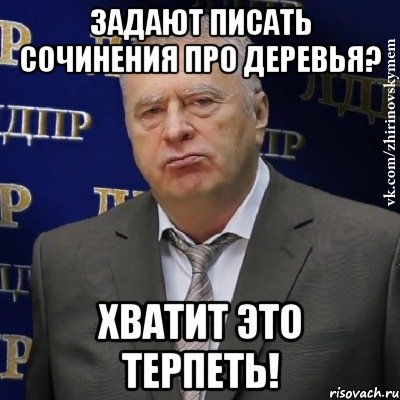 задают писать сочинения про деревья? хватит это терпеть!, Мем Хватит это терпеть (Жириновский)