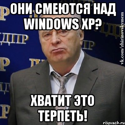 Они смеются над Windows XP? ХВАТИТ ЭТО ТЕРПЕТЬ!, Мем Хватит это терпеть (Жириновский)