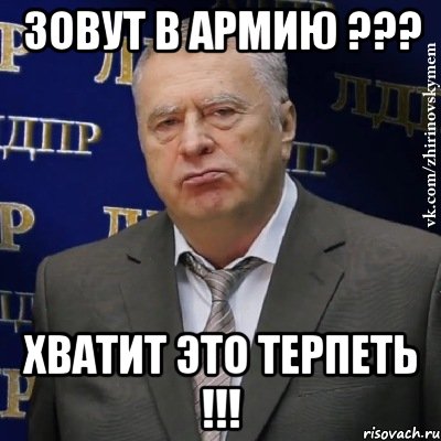 Зовут в армию ??? Хватит это терпеть !!!, Мем Хватит это терпеть (Жириновский)