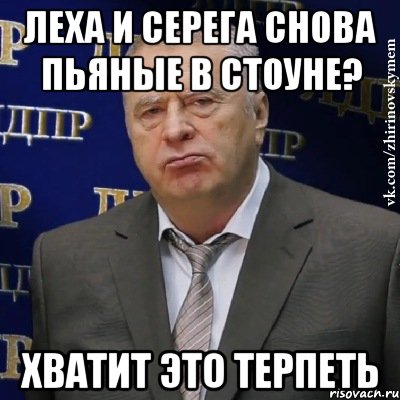 Леха и Серега снова пьяные в стоуне? ХВАТИТ ЭТО ТЕРПЕТЬ, Мем Хватит это терпеть (Жириновский)