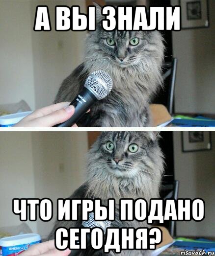 А вы знали что игры подано сегодня?, Комикс  кот с микрофоном