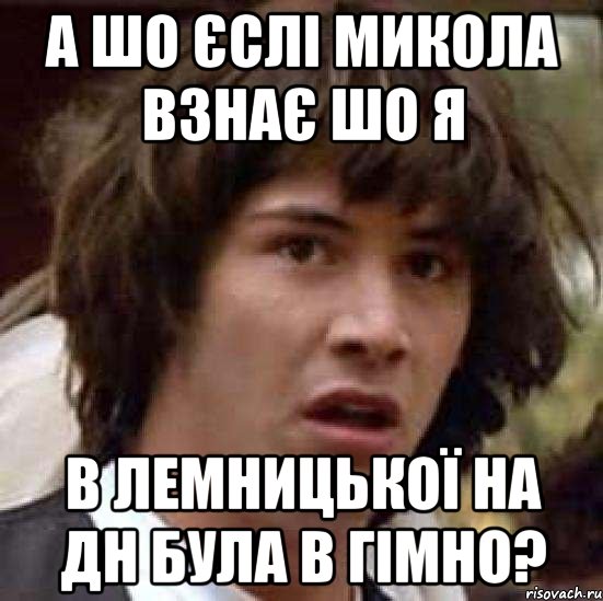 а шо єслі микола взнає шо я в лемницької на дн була в гімно?, Мем А что если (Киану Ривз)