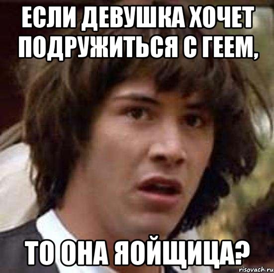 Если девушка хочет подружиться с геем, то она яойщица?, Мем А что если (Киану Ривз)